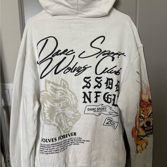 Darc Sport White Hoodie with Fierce Graphic - Picture 2 of 2